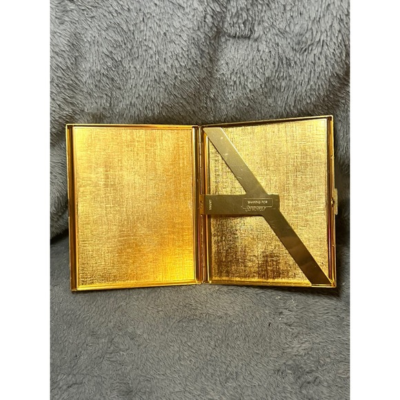 Vintage Japanese Black Enamel Gold Tone Cigarette Case Slim Banning Snickoui - Picture 3 of 8